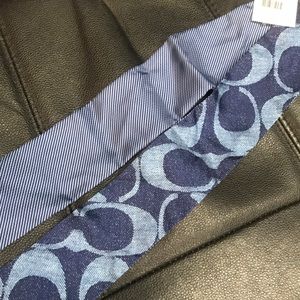 Coach denim signature pony wrap/hair bow/tie new